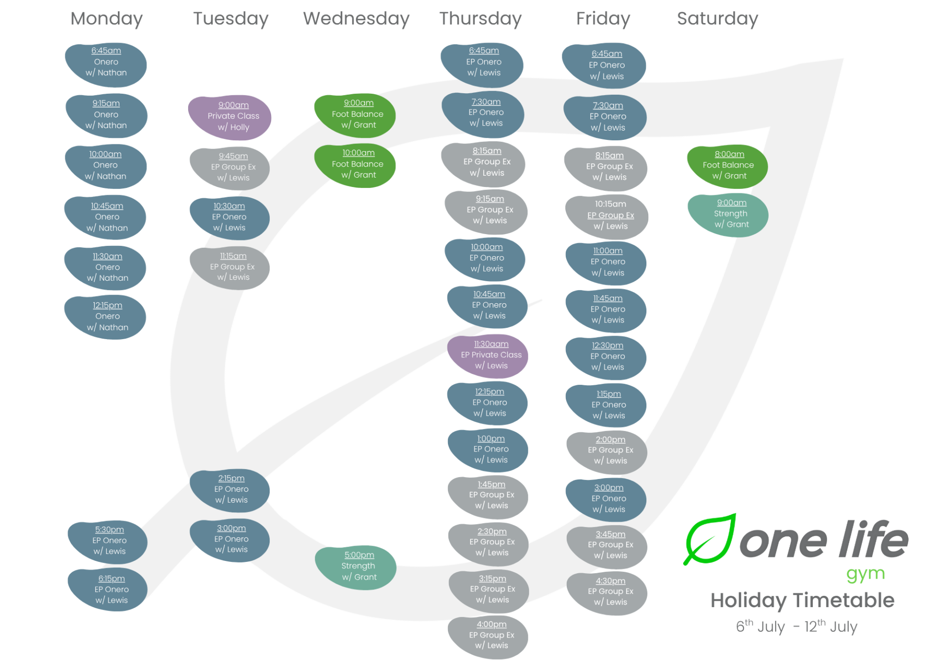 Holiday Week 2 6th July 12th July